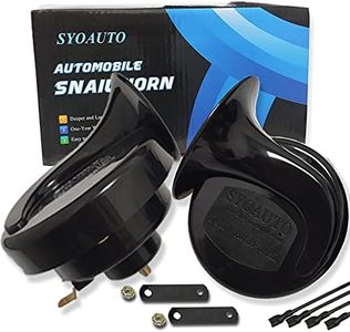 SYOAUTO Car Horn Truck Horn 12V Horn Waterproof High Low Tone Universal Fit Super Loud Electric Snail Horn 12V Horn Kit Car Horn Replacement