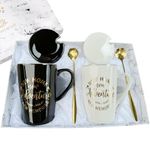 CINHOLL House Warming Gifts for New Home, Housewarming Gift Coffee Mug, Closing Gifts for Home Buyers Homeowner Welcome First Time House Presents Ideas, 14oz Black&White Cups with Box