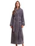 LOCIIXAT Winter Cosy Robes for Women Fluffy Fleece Dressing Gown Soft Warm Housecoats, Grey 14-18