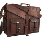 DHK 18 Inch Best Vintage Handmade Leather Messenger Bag for Laptop Briefcase Computer School Satchel Distressed Bag