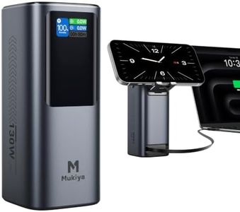 Mukiya 130W 20000mAh Power Bank with Retractable Cable & Stand