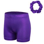 XFGIRLS Girls Sparkle Ballet Dance Tumbling Athletic Shorts Gymnastics Shorts for Girls Purple 6A