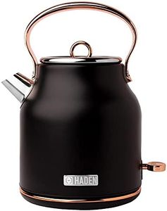 Haden Heritage 1.7L Stainless Steel Electric Water Tea Kettle, Black & Copper