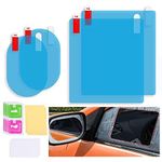 ELISCO HD Anti-Water, Anti-Mist, Anti-Fog, Waterproof Oblong Rearview Side Mirror Protective Film for Cars, Trucks - 4 Pieces - (Square - 2 PCs + Oval - 2 PCs)