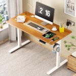 Lukzer Electric Height Adjustable Desk with USB & Type-C Ergonomic Work from Home Study Table Digital Display Advance Memory Preset Sit Stand Table | 3 Years Warranty (EST-003/UC-White & Oak Brown)