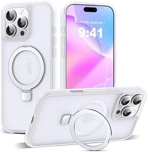 SKYLMW Compatible with iPhone 16 Pro Max Case with Invisible Magnetic O-Ring Stand Military-Grade Phone Case for iPhone 16 ProMax 6.9" [Compatible with Mag-Safe][Great Grip Feeling],Translucent