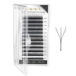 NAGARAKU W Eyelash Extension 3D Volume Premade Matte Black Cluster Easy Fanning yy Eye Lashes with Thickness 0.07mm Curl C (Length - Mix 8-12mm)