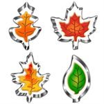 UKoosien Autumn Leaves Cookie Cutter Set-4 Piece-Diswasher Safe-Maple Leaf, Oak Leaf, Leaf Shapes Cookie Fondant Biscui Cutters