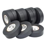 TradeGear Electrical Tape Black Matte – 10 Pk Waterproof, Flame Retardant, Strong Rubber Based Adhesive, UL Listed – Rated for Max. 600V and 80oC Use – Measures 60’ x 3/4" x 0.07"