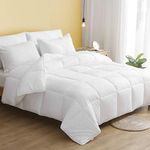 DWR 100% Cotton Fabric Covered Down Alternative Comforter Full/Queen, Ultra-Soft Skin-Friendly Cloud Breathable Eucalyptus Microfiber Filled Duvet Insert for All Seasons (88x88, White)