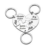 3PCS Sister Keychain Sister Gifts from Sister Birthday Gifts from Sister in Law Wedding Bridal Shower Gifts Big Sister Gifts for Girls Little Sister Big Sister Matching Keychain Sibling Christmas