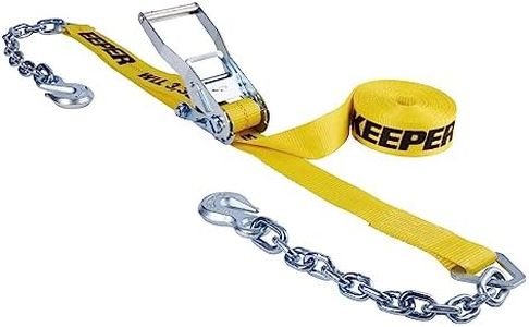 Keeper - 2" x 27' Heavy Duty Ratchet Tie-Down with Chain End and Grab Hook - 3,333 lbs. Working Load Limit and 10,000 lbs. Break Strength