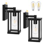 TOPKDA 2-PACK Dusk to Dawn Outdoor Light Fixture Wall Mount, Sensor Exterior Wall Lights for House, Anti Rust Porch Light, Black Sconce Lamp, Waterproof Wall Lantern for Doorway, Garage, Bulb Included