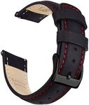 Ritche Quick Release Leather Watch Band 18mm 20mm 21mm 22mm 23mm 24mm for Samsung Galaxy Watch 6 Band Classic 43mm 47mm 40mm 44mm Leather Watch Strap, Black & Red & Black, 20mm, Classic