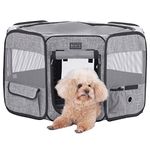 Petsfit Pet Playpen for Small Dogs, Indoor/Outdoor Cat Playpen, Puppy Exercise Pen with Carrying Case, Removable Zipper Sealed Top and Bottom(75 x 68 x 42 cm)