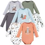 Hudson Baby unisex-baby Cotton Long-sleeve Bodysuits, Woodland Friends, 12-18 Months