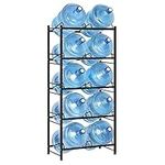 5 Gallon Water Bottle Holder 5 Tiers Water Cooler Jug Rack with 10 Slots Heavy Duty Water Jug Storage Rack for 5 Gallon Dispenser with Floor Protection for Home Office, Black