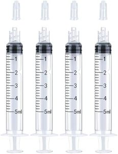 5ml Luer Lock Syringe 4 Pack Small Plastic Sterile Syringes without Needle, for Liquid, Oral, Measurement, Dispensing, with Cap (5ml, 4)