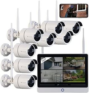 VisorTech CCTV: Funk-Überwachungssystem mit Display-HDD-Rekorder und 8 IP-Kameras, App (Kamera Überwachung, Netzwerk Überwachungskamera, Alarm Bewegungsmelder)