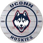 KH Sports Fan Connecticut Huskies Weathered Circle Sign, 20x20 Inches, Huskies Decor for Dorm Room, Bedroom, Fan Cave, Living Room; Display Your Team Spirit with This Unique Connecticut Huskies Wall Art