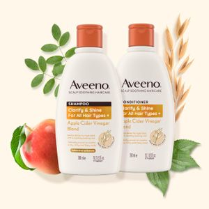Aveeno Clarify & Shine Shampoo with Apple Cider Vinegar, 300ml – Sulfate Free, Soothes Dry Scalp