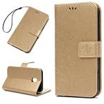 BADALink For Samsung Galaxy J3 2017 Case, Samsung J3 2017 Cover PU Leather Case Embossed Butterfly Case Cover Flip Wallet Case for Samsung Galaxy J3 2017 (J330) with Card Holder & Wrist Strap,Gold