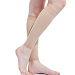 Kingbridal Women's Medical Compression Stockings 15-20mmhg,Knee High,Open Toe Toeless Compression Socks Calf Compression Sleeve Footless Socks For Swelling,Varicose,Veins,Edema,Baseball Nude