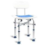 LandTale Shower Stool with Back Heavy Duty 500Lbs, Tool-Free Assembly, Anti-Slip, Sturdy Height Adjustable Bath Chair, Narrow Bathtub Shower Saet for Elderly, Senior, Handicap & Disabled