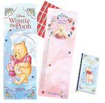 Winnie the Pooh Calendar 2025 Slim Sketch Wall Calendar & Slim pocket Diary Gift Set with free organisational stickers included