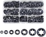 Beenlen 280 PCS Internal Tooth Star-Lock Washers, Push On Speed Clips Fasteners Assortment Kit Black Quick Speed Locking Washers Set -7 Size(M3/ M4/ M5/ M6/ M8/ M10/ M12)