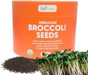 Broccoli Sprouting & Microgreens Seeds-Organic, Non-GMO, Heirloom Sprout Seeds ome in Food Grade Colorful Container with Lid for Easier Scooping & Keeping Fresher (.5 Ib)