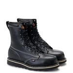 Thorogood American Heritage 8” Steel Toe Work Boots for Men - Full-Grain Leather with Moc Toe, Slip-Resistant Wedge Outsole, and Comfort Insole; EH Rated, Black - 10.5 D US, Black (Midnight Series),