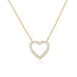 Philip Jones Gold Plated Open Heart Necklace Created with Zircondia® Crystals