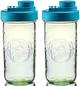 Brewing America Mason Jar Drinking Cup Pint and Half Drinking Lid and Azure 24oz Jar (2, Teal)