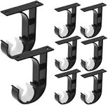 Ceiling Curtain Rod Brackets, Heavy Duty Curtain Rod Holders Ceiling Brackets for 1 to 1 1/4 Inch Rod, Black Curtain Rod Hooks Hanger Single Window Hardware Rod Holders, Easy Install, 8 Pack