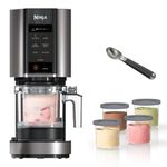 Ninja CREAMi 7 Pre-Set Programme Ice Cream & Frozen Dessert Maker With 5 Additional Dessert Tubs With Lids And Ice Cream Scoop (NC300UKCO) - Black & Silver