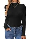 Ekouaer Turtleneck Shirt Women Long Sleeve Mock Neck Slim Fit Tops Thermal Base Layer Soft Lightweight Stretch Undershirts