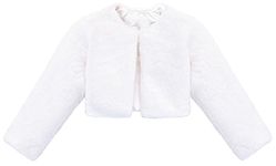 Lilax Girls Cozy Faux Fur Long Sleeve Crew Neck Dress Coat, White, 9