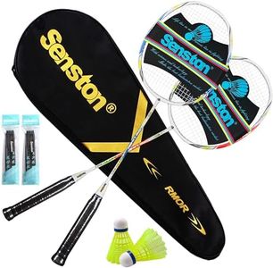 Senston Badminton Rackets Set of 2 Including Badminton Bag, 2 Badminton Shuttlecock, 2 Racquet Grip - Perfect for Beginners