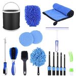 PANTSLINE Car Cleaning Kit, 16PCS Exterior and Interior Car Washing Products, Wheel Brush, Bucket, Air Vent Brush, Washing Gloves, Sponges, Window Scraper, Duster, Detail Brush