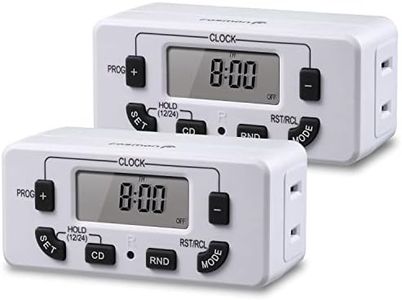 Fosmon 7 Day Programmable Digital Timer for Electrical Outlets, Indoor Plug-in Light Timer Switch, Grow Light Timer 125V 15A Electric Wall Timer for Appliance, Lamp, Aquarium, Reptile Lights - 2 PACK