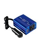 FOVAL 150W Car Power Inverter 12V DC to 110V AC Converter Vehicle Adapter Plug Outlet with 3.1A Dual USB Car Charger for Laptop Computer (Blue)