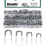 Keadic 540Pcs 1", 3/4", 5/8", 1/2" Insulated U Staple Nail Assorted Size Set with Storage Case, Metal Cable Clip with Plastic Staple Wire Holder for Fixing Electrical Cord