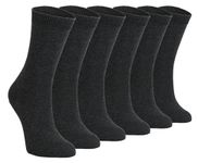 6 Multipack Childrens Plain School Socks | Boys & Girls | 3 Sizes | Cotton Rich Socks (7-10 Years, Grey)