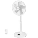 4UMOR DC Standing Fan, 16 inch Pedestal Fan with Remote Control, 20dB Quiet Floor Fan, 9 Speeds|4 Modes|9H Timer|90°Oscillation|Height Adjustable for Bedroom Home Office