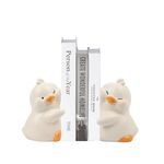 Suerhatcon Cute Duck Bookends Creative Resin Book Stand Non-Slip Book Holder for Home, Office, Library, School