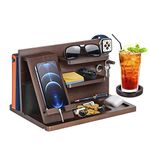 Gifts for Men Christmas Bedside Organiser Birthday Gifts for Him Wood Phone Docking Station Key Holder Wallet Watch Stand Mens Gifts for Christmas Fathers Day Xmas Presents for Dad Husband Boyfriend