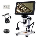 Scieview 1200X 7” 12MP HD LCD Display Screen Handheld Mobile Digital Microscope with External 8 LED Light Source, Remote