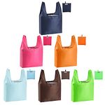 CiCiGo Reusable Grocery Shopping Bags Washable Foldable 6 Pack Tote Bags Heavy Duty Lightweight Folding Gift Bags Durable Polyester Color