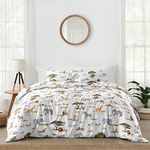 Sweet Jojo Designs Jungle Animals Boy Girl 3pc Full/Queen Bedding Comforter Set Hunter Green Yellow Grey Rust Orange Black White Wildlife Safari Animal Elephant Giraffe Lion Monkey Leopard Cheetah